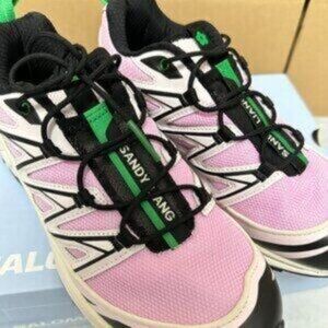 Salomon Women's Sneakers in Pink, Black, and Green